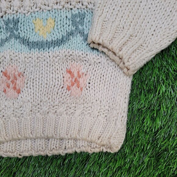 Vintage 90s Knitwear Sweater Womens Small 19x23 Ivory - Picture 4 of 15